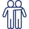 Icon von 2 Menschen, die sich im Arm halten zur Verdeutlichung von einem guten Betriebsklima 