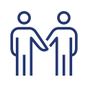 Zwei sich gebende Menschen als Icon dargestellt als Zeichen für Ansprechpartner 