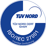 Das Logo der ISO/IEC 27001 von TÜV Nord